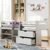 Twin Size Low Loft Bed with Open Shelves and Drawers, Bedroom Furniture Pinewood Bed Frame with Guardrails and Headboard, Under-Bed Space Storage (Antique Gray) (Color : Antique White)