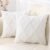 decorUhome Spring Decorative Throw Pillow Covers 18X18 Set of 2, Soft Plush Faux Fur Wool Pillow Covers for Couch Bed Sofa Living Room, Cream White