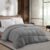 1 Piece Classic Baffle-Box Stitched Fluffy Lightweight Down Alternative Comforter Set King Size | All Seasons Light Silver Gray Color Fall Bedding Soft Plush Warm Cozy Aesthetic Farmhouse Look