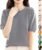 Womens Tops Vintage Cozy Cashmere Crew Neck Short Sleeve Sweater Plain Western Loose Formal Shirts Basic Casual Tops