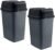 Superio Office Trash Can with Lid 9 Gallon Slim Kitchen Garbage Can Swing Top Lidded Waste Bin Plastic 35 L (Grey, 2 Pack)