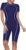 FEOYA Women One Piece Modest Swimsuit Boyshort Short Sleeve Rashguard Contrast Line Snorkel Surf Suit Sport Bathing Suit