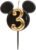 dekora – Mickey Mouse Birthday Candle Made of Unscented Paraffin Wax – Disney Number Candles with Black and Golden Mickey Mouse Ears – Size 8.5 cm – Number Candle Number 3
