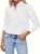 Zeagoo Women Cropped Button Down Shirts Long Sleeve V Neck Solid Tops Casual Collared Blouse with Chest Pocket XS-XXL