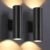 Outdoor Wall Lights 2 Packs, Integrated LED Cylinder Up Down 12W 2700K Modern Aluminum Light, Waterproof Exterior Light for Porch Patio Door
