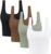 4 Pieces Women’s Square Neck Crop Tops Cotton Sleeveless Workout Shirts Cute Sports Yoga Cropped Tank Top for Women