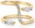 PAVOI 14K Gold Plated Cubic Zirconia Bypass Open Band Stackable Ring for Women | CZ Statement Eternity Rings