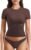 YEOREO Women Slim Fit T Shirt Double Lined Fitted Sweeney Basic Going Out Tee Crew Neck Top
