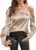 ZAFUL Women’s Satin-Silk-Tops Sexy Off The Shoulder Dressy Blouse for Party Casual Long-Sleeve Elegant Shirt