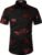 ZEROYAA Mens Hipster Gold Rose Printed Slim Fit Short Sleeve Button Down Dress Shirts