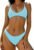 ZAFUL Women’s Tie Back Padded High Cut Bralette Bikini Set Two Piece Swimsuit