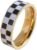Checkerboard Bands Statement Finger Ring 14K Gold Black White Titanium steel Ring Size 5-10