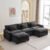 Modular Sectional Sofa, Comfy Cloud Couch Sectional Sofa with Ottoman, Chenille Sofa Sleeper Deep Seat Sofa with Throw Pillows for Living Room (Black, 120″- U Shape)