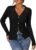 ZAFUL Women Long Sleeve Polo Sweater V Neck Button Down Ribbed Knit Cardigan Top