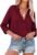 AISEW Womens Satin Button Down Shirts V Neck Long/Short Sleeve Office Blouses Business Casual Tops