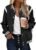 Zeagoo Bomber Jacket Women Varsity Casual Striped Button Down Lightweight Short Outwear Tops with Pockets