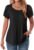 Zeagoo Womens Tops Petal Short Sleeve Summer Casual Crew Neck Shirts Floral Solid Blouse Pleated Tunics