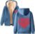 Womens Winter Hoodies Zip Up Fleece Sherpa Lined Plush Warm Sweatshirts Jacket Fashion Love Heart Print Clothes