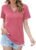 Womens Tops Dressy Casual V Neck Short Sleeve Lace Splice T Shirts Cute Fashion Clothes 2024