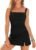 Aleumdr Women Vintage Tummy Control Two Piece Tankini Swimsuits Swimdress Push up Swimwear Bathing Suits
