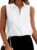Zeagoo Women’s Sleeveless Button Down Shirts Blouses Solid Casual Loose V Neck Tank Tops for Work S-XXL