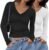 Zeagoo Women Long Sleeve Shirts Basic Tight Athletic Wokout T Shirt 2024 Trendy V Neck Going Out Thermal Tops 2 Pack/3 Pack