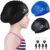 2 Pack Kids Swim Caps for Long/Short Hair, Unisex Silicone Swimming Cap for Age 3-15 Children Toddler Youth Teen, Waterproof Shower Cap Bathing Hats for Girls Boys with Ear Plugs & Nose Clip
