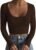 Women’s Y2k Square Neck Long Sleeve Ribbed Knit Crop Tops Slim Fitted Casual Basic T-Shirts
