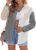 Zeagoo Womens Color Block Button Down Shirts Long Sleeve Linen Shirt Oversized Cotton Blouses Tops with Bust Pocket