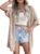 Zeagoo Lightweight Summer Crochet Cardigan for Women Short Sleeve Kimono Boho Oversized Open Front Knitted Cardigan