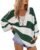 Yanekop Womens Oversized Striped Shirt Half Zip Sweatshirt Color Block V Neck Top Casual Loose Pullover Y2k