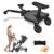 Universal Stroller Board 2 in 1 Sit and Stand Stroller Glider Board with Detachable Seat and Portable Carrying Bag Buggy Board for 99% Strollers Holds Children Up to 55 LBS Black