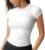 Womens Summer Tops Cotton White Causal Short Sleeve Blouse Basic Tight Fit Crewneck Cap Sleeve Tee Summer Casual