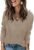 AKEWEI Womens V Neck Sweaters Long Sleeve Lightweight Knit Pullover Tops with Decorative Buttons