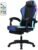 Gaming Chair with RGB & LED Light, Computer Office Chair, Ergonomic Massage Computer Chair with Footrest, High Back Music Video Chair with Lumbar Support for Adults Blue