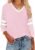 Womens Tops V Neck Color Block Tee Striped Tunics 3/4 Sleeve Fashion Comfy Shirt Basic Tshirts