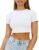 WYNNQUE Womens Crop Tops Cute Summer Scoop Neck Basic Tees Slim Fit Trendy Short Sleeve T Shirts for Teen Girls 2025