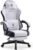 Dowinx Gaming Chair Fabric with Pocket Spring Cushion, High Back Ergonomic Computer Chair with Footrest for Adults, Massage Lumbar Support Swivel Game Chair for Office Gaming 300LBS, Black and Gray