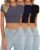 3 Pack Women’s Crop Tops Ribbed Crewneck Shirts Crop Tops Short Sleeve Tops Stretch Fitted Shirts Cropped Tunic Tops