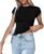 Dupes Y2k Short Sleeve Crop Top Women Slim Fit Sexy Basic Solid Skinny T Shirts Crewneck Cropped Fitted Tight Tees