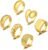 KOHOTA 6PCS Thick Dome Chunky Rings for Women 18K Gold Plated Braided Twisted Signet Ring Big Croissant Ring Minimalist Statement Ring Size 5-9