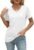 Womens V-Neck T Shirts Summer Short Sleeve Tops Casual Solid Color Tee Soft Basics Tshirt