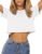 Womens Summer Crop Tops Short Sleeve Round Neck T-Shirts Loose Fit Casual Blouse