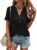 Womens Tops Trendy V Neck Button Down Short Sleeve Tshirts Business Casual Basic Tee Loose Fit