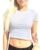 1 & 9 Crop Tops for Women Short Sleeve Scoop Neck Slim Fit Tees Cropped Shirts Tight T Shirts Going Out Tops