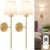 NIORSUN Battery Operated Wall Sconce Set of 2,Gold Rechargeable Wall Lights with 5200mAh Dimmable Detachable Bulbs and Remote,10 Colors Wireless Wall Lamps for Bedroom Living Room Hallway