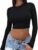 Abardsion Women’s Sexy Long Sleeve Crop Top 2024 Crew Neck Basic Fitted Tight Cropped T Shirts