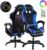 Ergonomic Gaming Chair with Speakers & RGB LED Lights, Adjustable Height Massage Gamer Chair, High Back Computer Chair with Retractable Footrest & Lumbar Support for 400LBS Black Blue