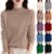 Womens Tops Cozy Fleece Lightweight Mock Neck Tunic Sweaters Soft Long Sleeve Shirts Holiday Casual Going Out Tops