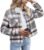 Zeagoo Flannels for Women Cropped Shacket Jacket Fashion Plaid Button Down Shirt 2024 Fall Coat Tops